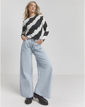 Simply Be Print Mesh Top - Blue