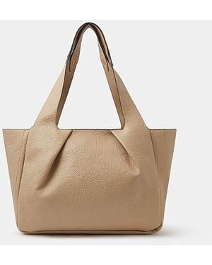 Accessorize Pleated Leather Shoulder Bag - Natural