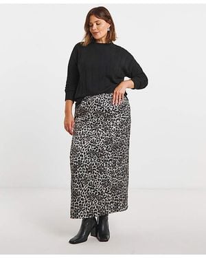 Simply Be Print Satin Maxi Skirt - White