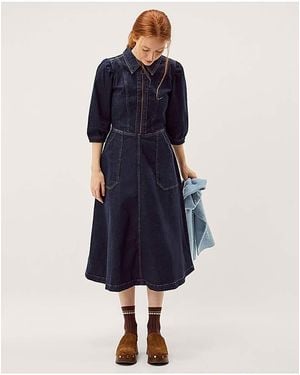 Monsoon Erin Zip Denim Midi Dress - Blue