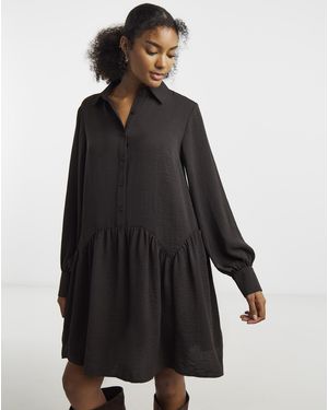 Simply Be Drop Hem Shirt Dress - Black