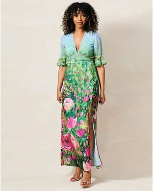 Simply Be Hope & Ivy Solenne Maxi Print Dress - Green
