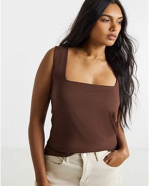 Simply Be Square Neck Vest - Brown