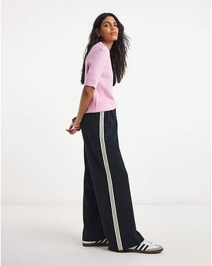Simply Be Side Stripe Wide Trouser - White