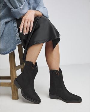 Simply Be Laser Cut Western Boot Wide - Black