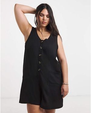 Simply Be Linen Playsuit - Black
