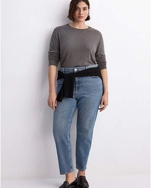 Mango Comfort High-Rise Crop Mom Jean - Grey