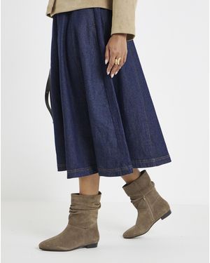 Simply Be Ruched Ankle Boot Extra Wide - Blue