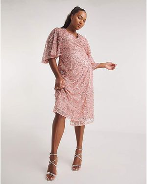 Maya Curve Glitter Cape Body Dress - Pink