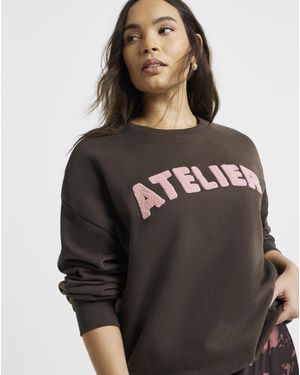 Simply Be Atelier Boucle Graphic Sweatshirt - Brown