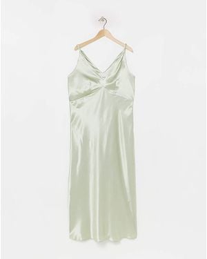 Simply Be Satin Cami Slip Dress - Green