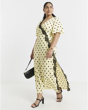 Simply Be Asymmetric Lace Detail Dress - Metallic