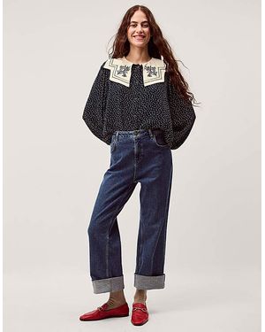 Monsoon Ivy Embroidered Collar Blouse - Blue