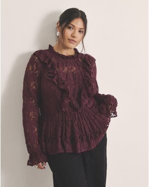 Simply Be Lace Peplum Blouse - Purple