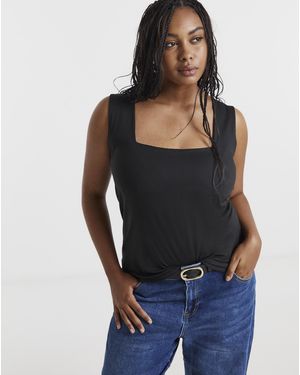 Simply Be Double Layer Square Neck Vest - Black