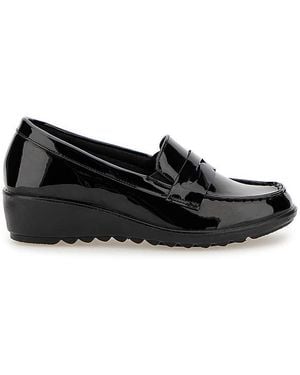 Cushion Walk Low Wedge Loafers E Fit - Black