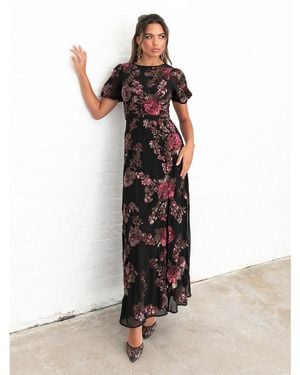 Maya Deluxe Embellished Dress - Black