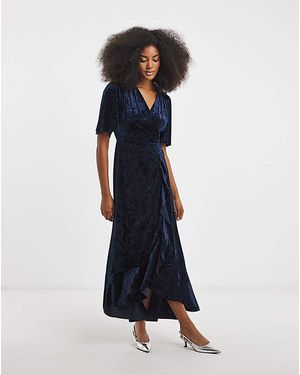 Flounce London Velvet Maxi Dress - Blue