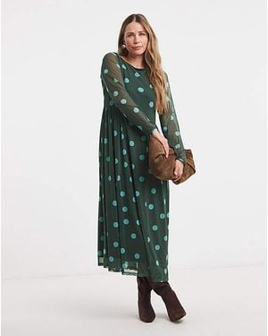 JD Williams Mesh Dropped Waist Seam Maxi Dress - Green
