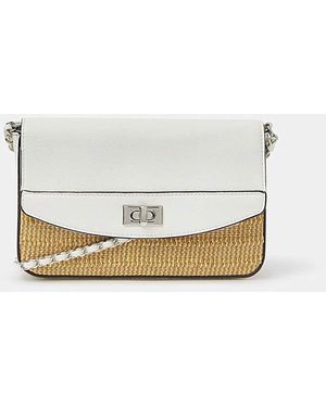 Accessorize Raffia Crossbody Bag - White