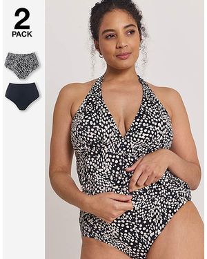 Simply Be Value 2 Pack High Waist Bikini Bottoms - Black