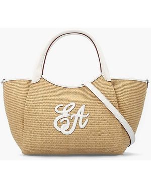Emporio Armani Woven Straw Shopper Bag - Natural