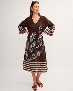 Monsoon Aurora Printed Midi Beach Dress - Brown