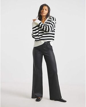 Simply Be Coated Wide Leg Jeggings - White