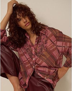 Monsoon Melinda Ruffle Check Shirt - Brown