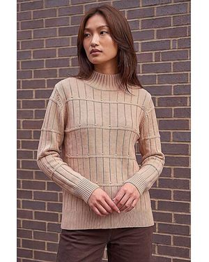 Roman Roman Beaded Ribbed Knit Jumper - Brown