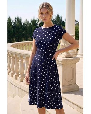 Roman Roman Spot Print Jersey Stretch Dress - Blue