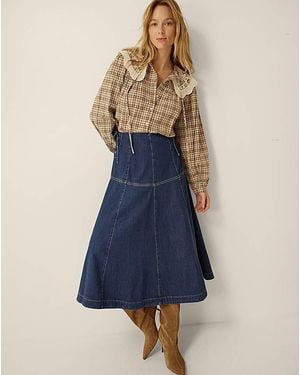Monsoon Macy Tie Side Denim Midi Skirt - Blue