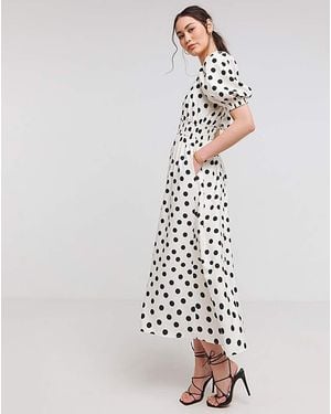 Flounce London Spotted Midaxi Dress - White
