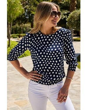 Sosandar Shirred Hem Top - Blue