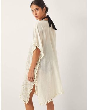Monsoon Penny Tassel Embroidered Kaftan - Natural