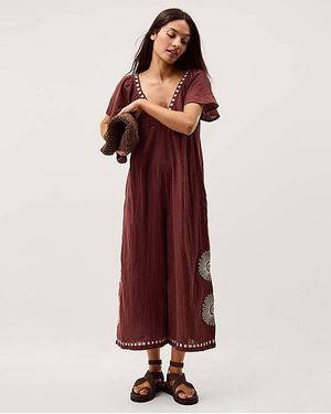 Monsoon Aurelia Cotton Jumpsuit - Red