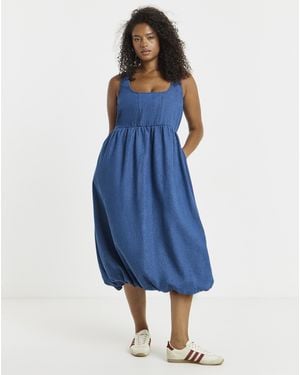 Simply Be Bubble Hem Midaxi Dress - Blue