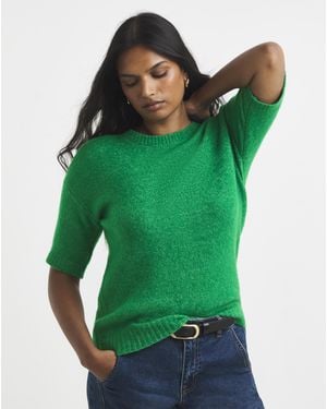Simply Be Sponge Ss Boxy Knitted Tee - Green