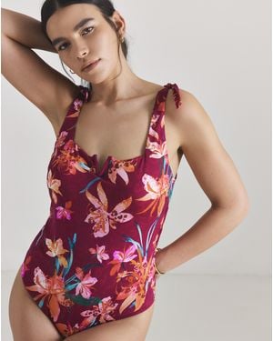 MAGISCULPT Adjustable Tie Strap V Detail Swimsuit - Red