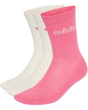 adidas 3 Pack Logo Crew Socks - Pink