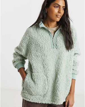 Simply Be Teddy Fleece Zip Sweatshirt - Green