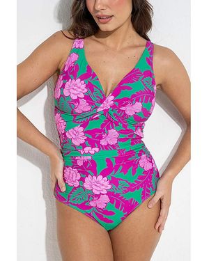 Pour Moi Twist Tummy Control Swimsuit - Purple