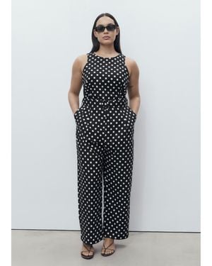 Mango Polka Dot Jumpsuit - Black