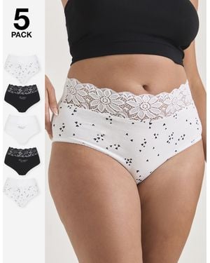 Pretty Secrets 5Pack Lace Top Full Fit Knickers - Black