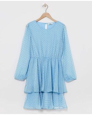 Simply Be Boutique Jacquard Tiered Skater Dress - Blue