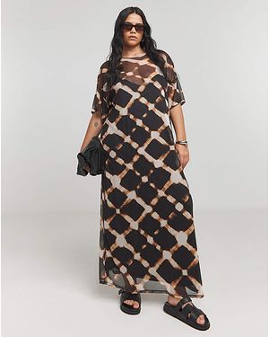 Simply Be Printed Mesh T-Shirt Dress - White