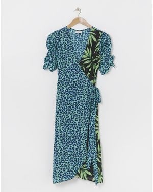 Dancing Leopard Olivera Mix Midi Dress - Green