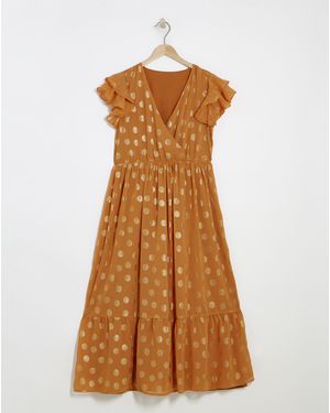 Lovedrobe Wrap Front Midaxi Dress - Orange