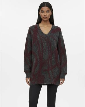 Religion V-Neck Knit Tunic Jumper - Multicolour