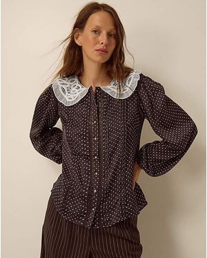 Monsoon Shae Polka Dot Lace Top - Brown